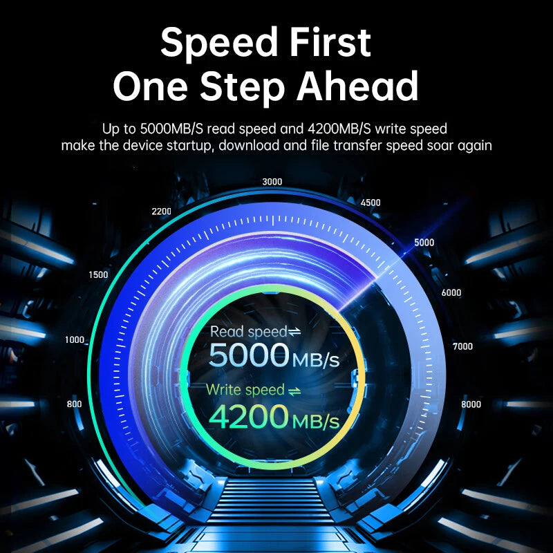 Technological display with speed metrics and text on a dark background