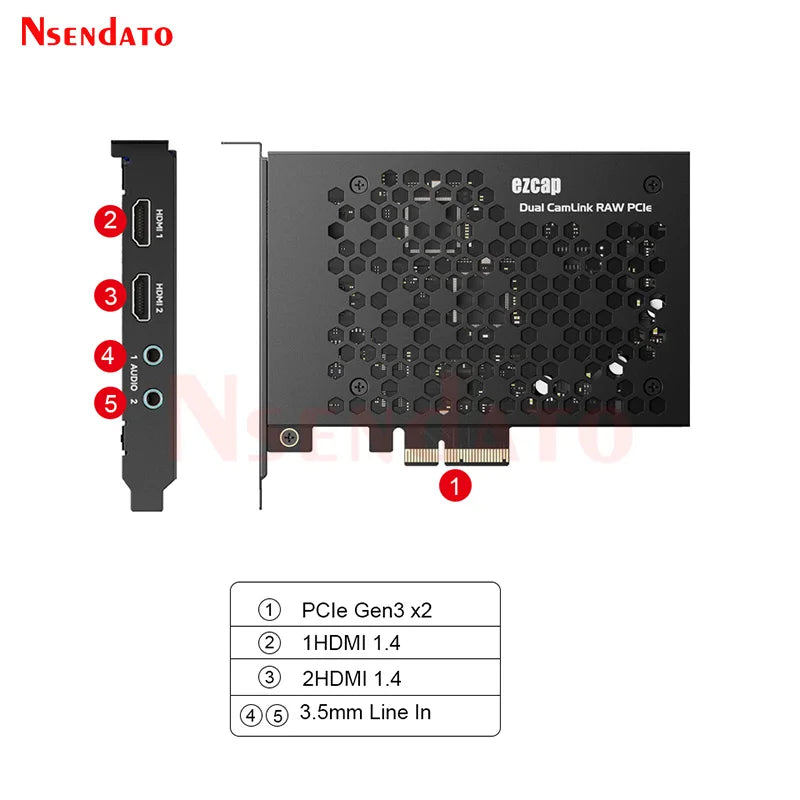 Ezcap365 Dual CamLink RAW PClE HDMI Game Capture Grabber Card Recorder & Live Streaming