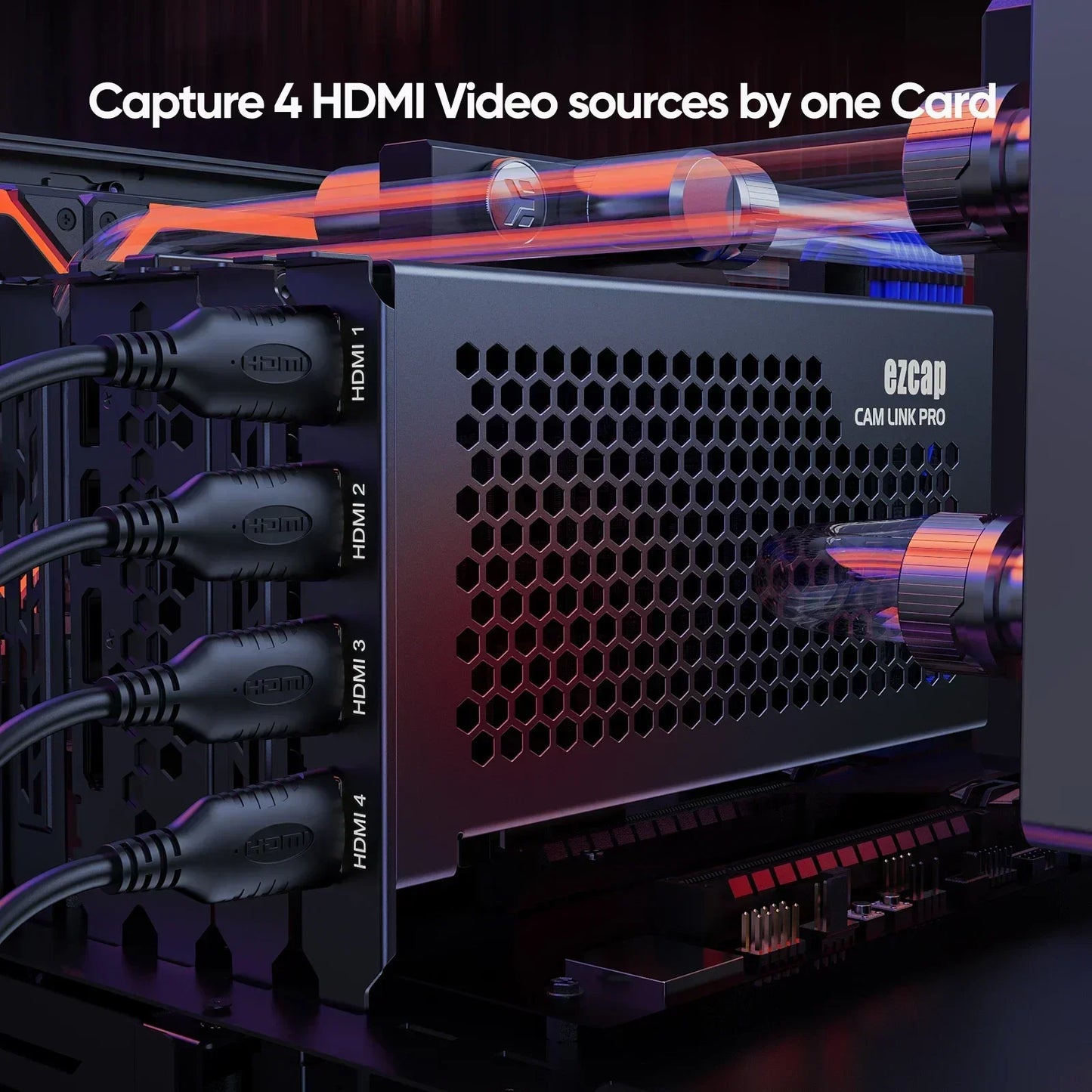 Ezcap 335 PCIE 4 Ports HDMI Video Capture Card Game Grabber for Multi Camera Live Streaming Laptop PC 4K 30hz Video Recording