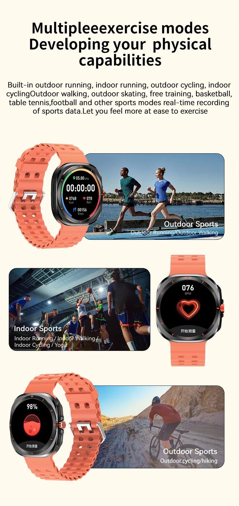 New Watch 7 Ultra Smart Watch Men HD AMOLED Screen GPS Motion Trajectory Heart Rate Bluetooth Call 1.52" SmartWatch IP68