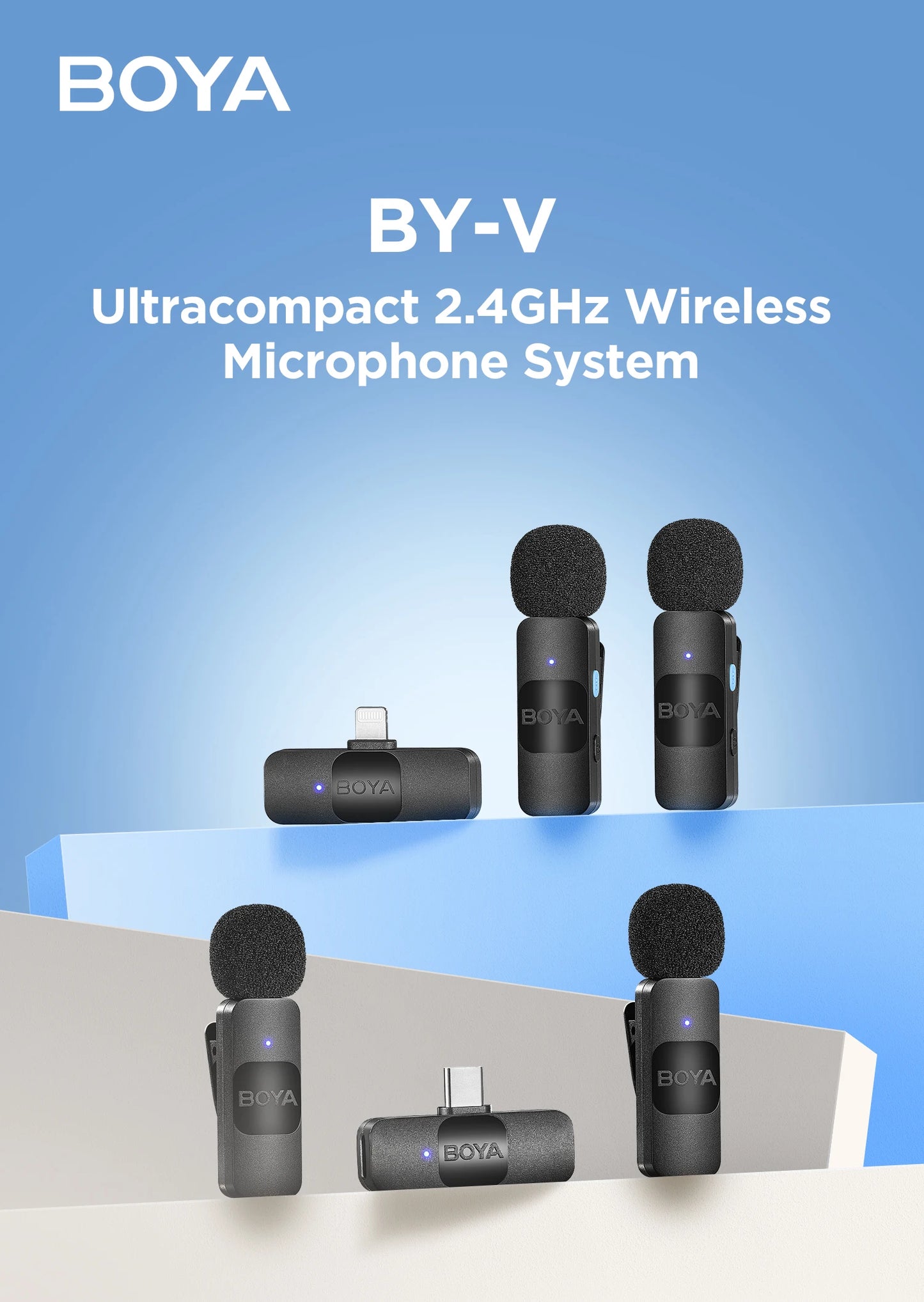 BOYA BY-V Professional Wireless Lavalier Mini Microphone for iPhone iPad Android Live Broadcast Gaming Recording Interview Vlog