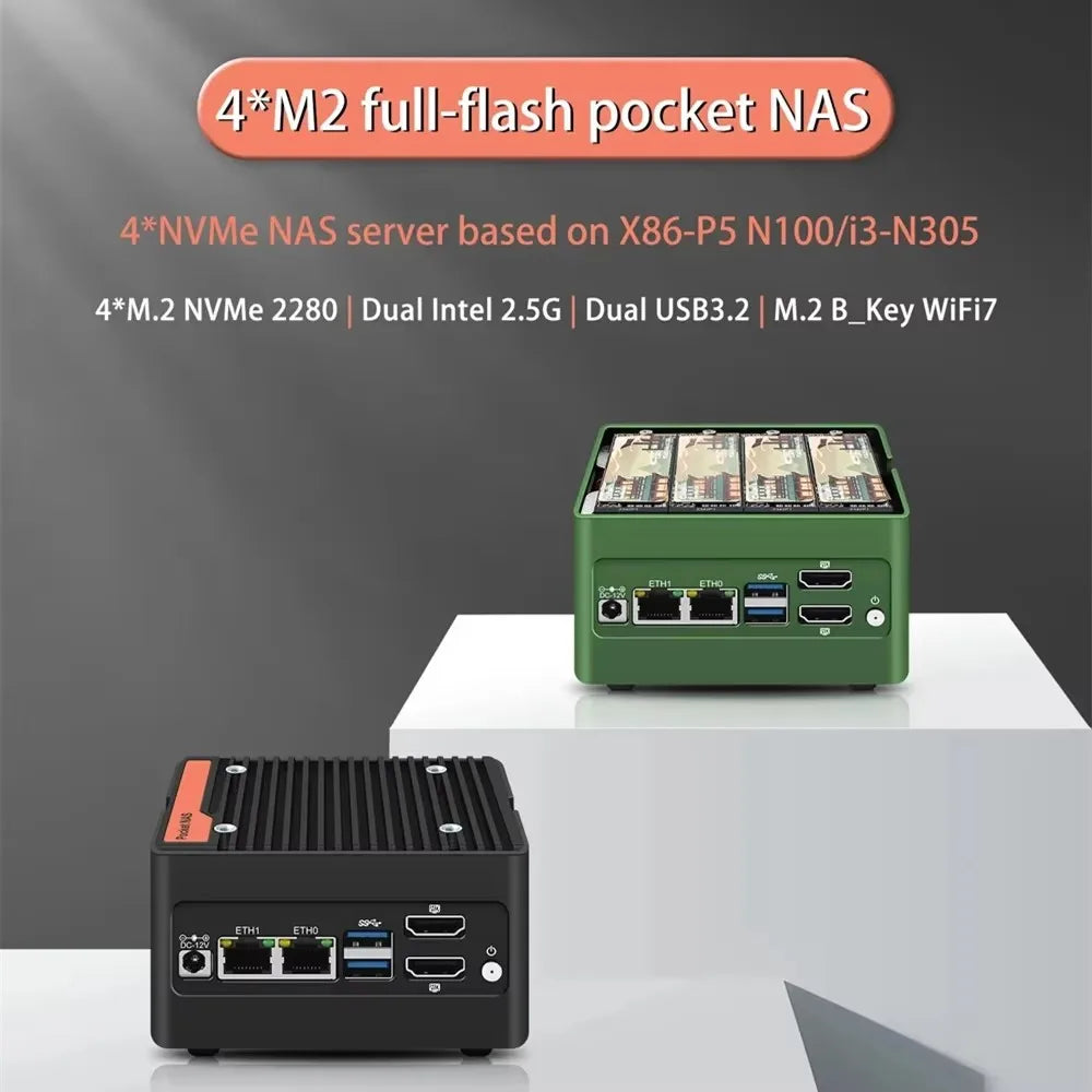 NAS Server 4xM.2 NVMe Board 2 x i226-V 2.5GbE LAN