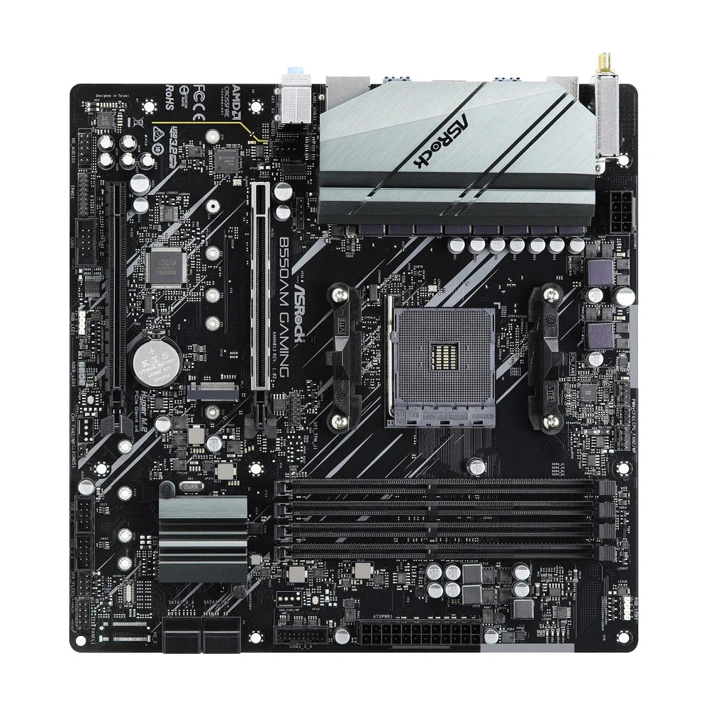 ASRock B550AM GAMING Motherboard Set Kit with Ryzen 5 5600 CPU 4xDDR4 M.2 NVME HDMI AMD B550 Support 5700x3D mATX AM4 Mainboard