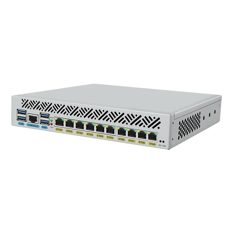 Partaker Firewall Appliance Intel i7-10510U/i5-5405U, 10x i210 LAN, Dual HDMI, DDR4, Support OPNsense/Ubuntu/Linux, 1U Rackmount