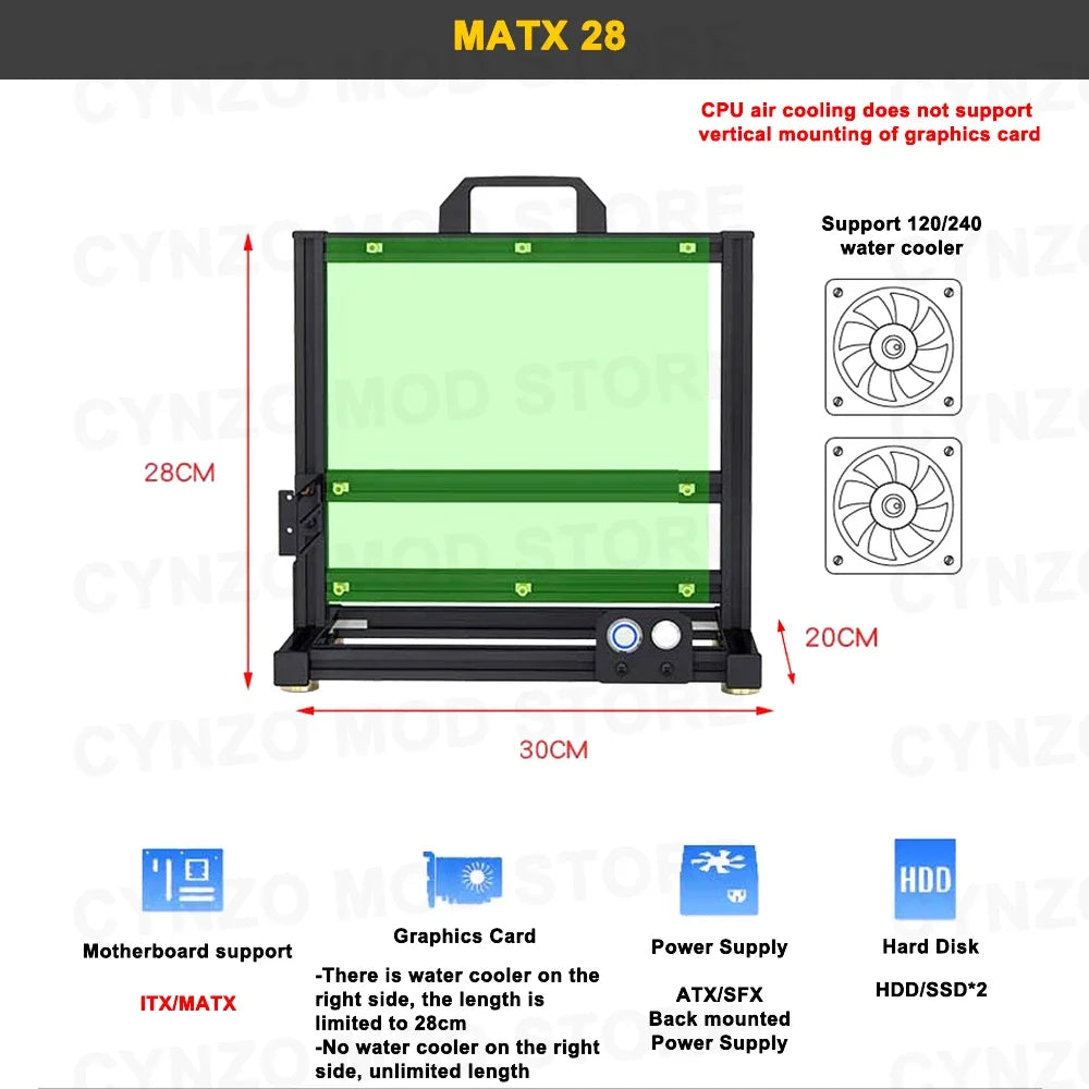 MOD Creative ITX MATX ATX Open PC Case Frame Rack,DIY Desktop EATX Gamers Cabinet Water Cooling Chassis Aluminum