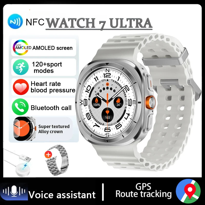 New Watch 7 Ultra Smart Watch Men HD AMOLED Screen GPS Motion Trajectory Heart Rate Bluetooth Call 1.52" SmartWatch IP68