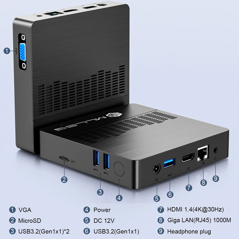 MLLSE Mini PC M2 Air Intel Gemini Lake N4000 Intel J3710 Windows 11 6GB RAM 128GB ROM Dual-Band WiFi Bluetooth USB Mini Computer