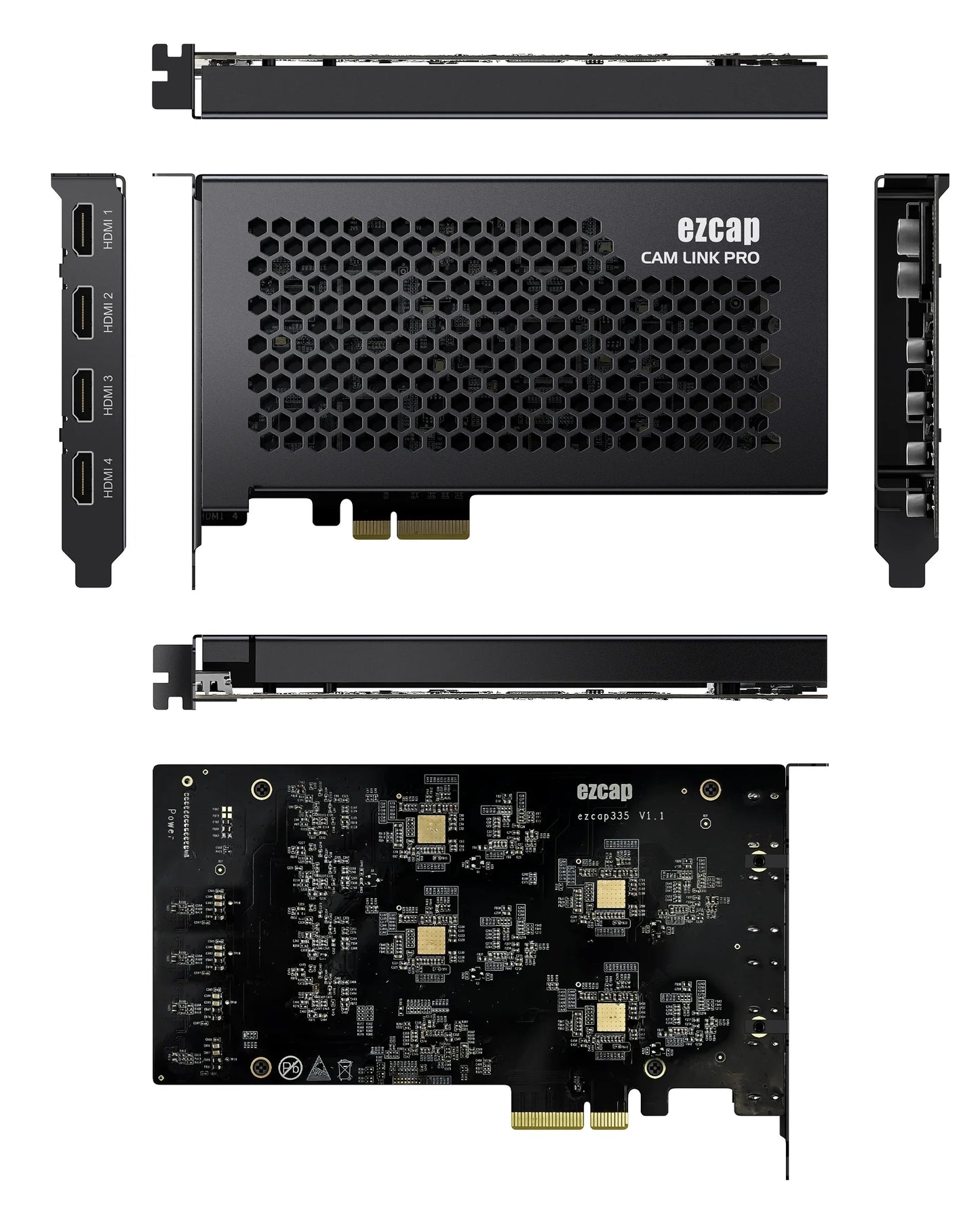 Ezcap335 PCI-E 4CH HDMI Video Capture Grabber PCIE Board Card for Multicam Live Streaming Camcorder DSLR Action Camera Laptop PC