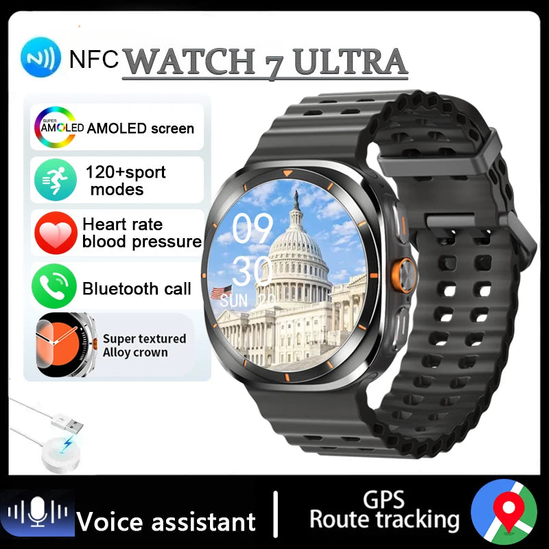 New Watch 7 Ultra Smart Watch Men HD AMOLED Screen GPS Motion Trajectory Heart Rate Bluetooth Call 1.52" SmartWatch IP68