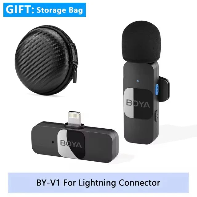BOYA BY-V Professional Wireless Lavalier Mini Microphone for iPhone iPad Android Live Broadcast Gaming Recording Interview Vlog