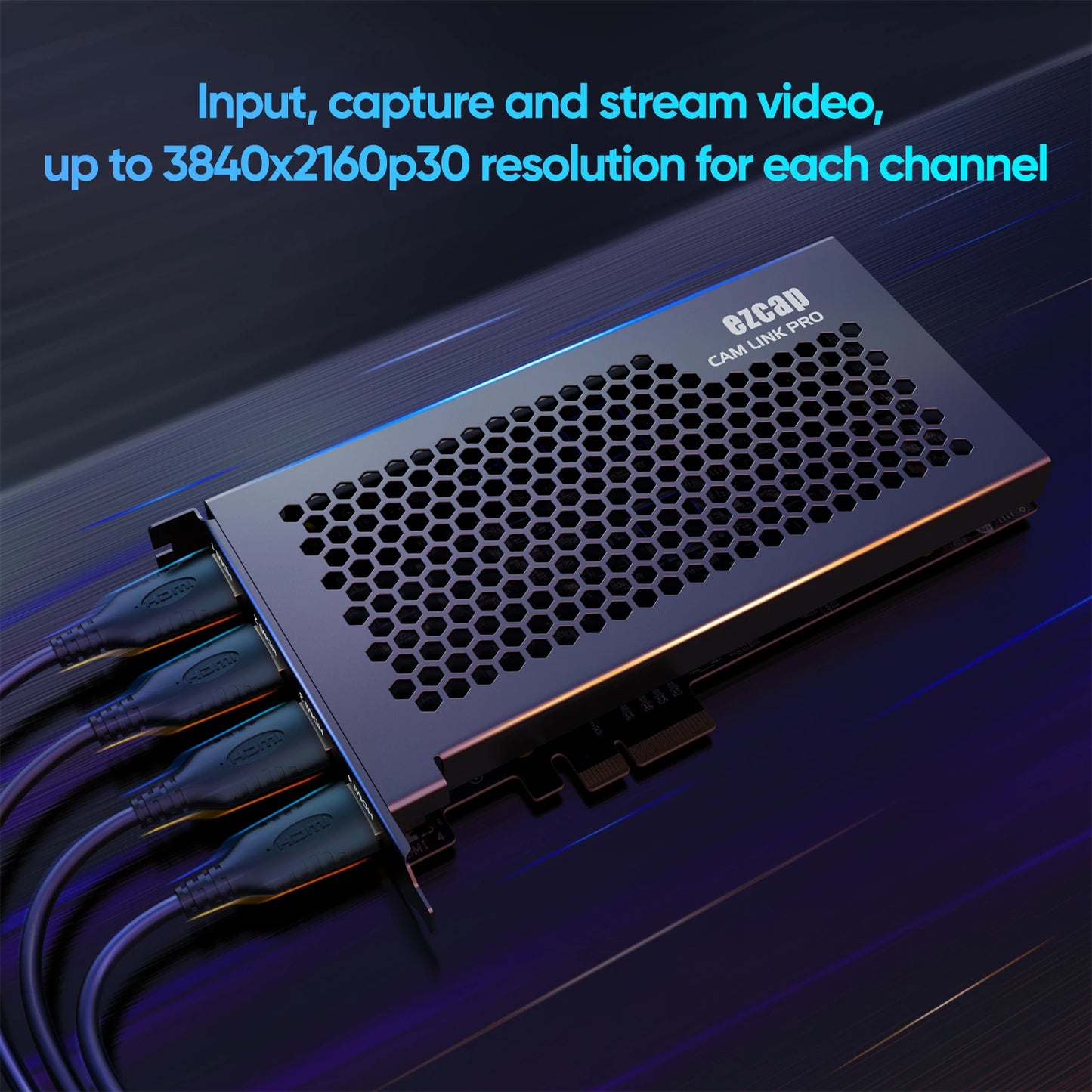 Ezcap 335 PCIE 4 Ports HDMI Video Capture Card Game Grabber for Multi Camera Live Streaming Laptop PC 4K 30hz Video Recording