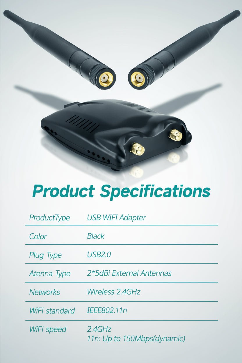 Network Antenna ChANEVE Adaptador WiFi USB AR9271 150Mbps 2 Antenas Windows disponível em TokenPI Store