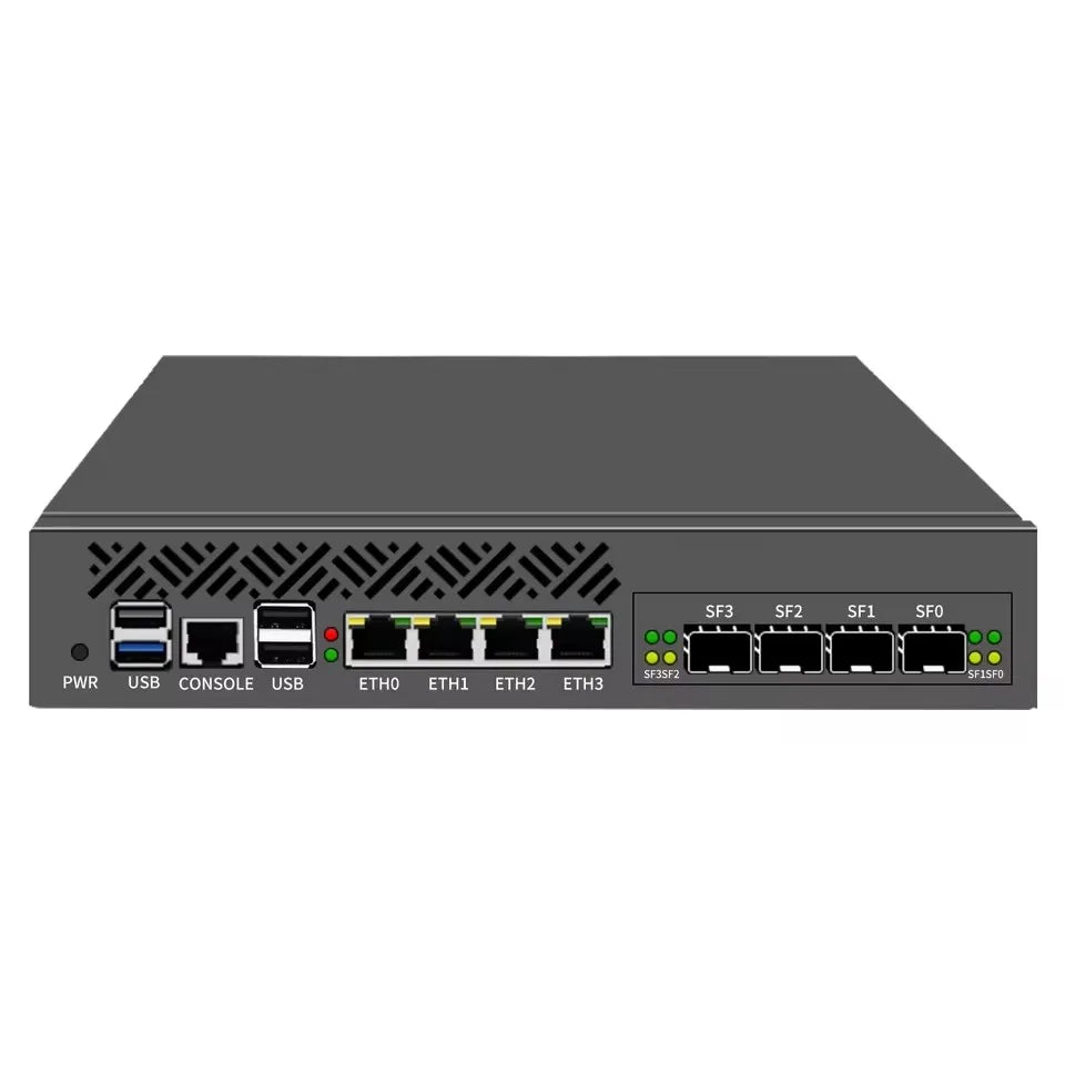 Topton 1U Mini PC 9.5 Inch Rack-mounted Firewall Appliance Intel N100 4*/2*10G SFP 4xi226-V 2.5G Gateway Network Security Server