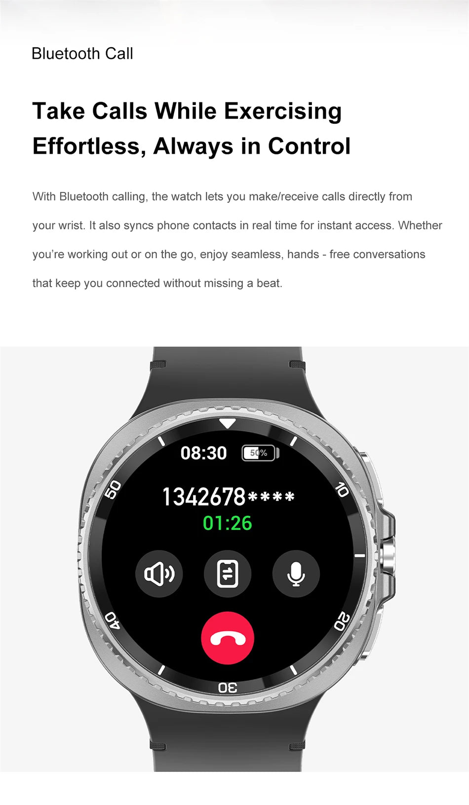 Watch8 Classic GPS Compass NFC Sports Smart Watch 1.43'' Amorel Rotating Dial BT Call 3ATM Waterproof Watch7 Upgraded Smartwatch
