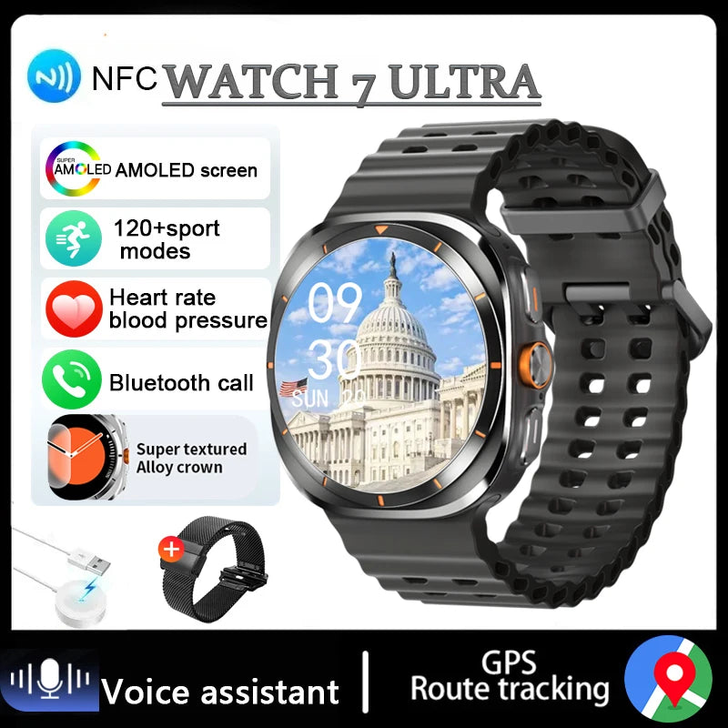 New Watch 7 Ultra Smart Watch Men HD AMOLED Screen GPS Motion Trajectory Heart Rate Bluetooth Call 1.52" SmartWatch IP68