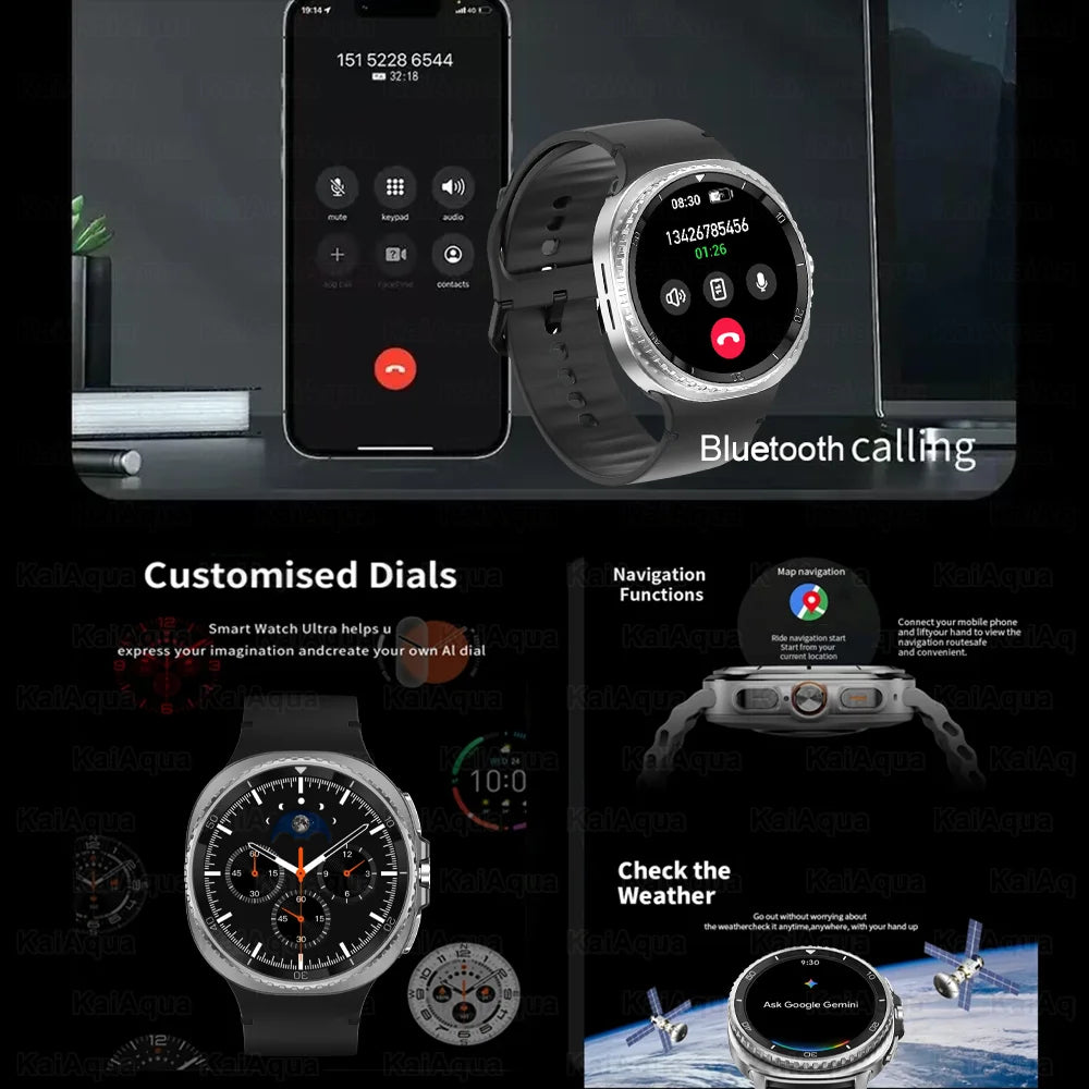 Watch8 Classic GPS Compass NFC Sports Smart Watch 1.43'' Amorel Rotating Dial BT Call 3ATM Waterproof Watch7 Upgraded Smartwatch