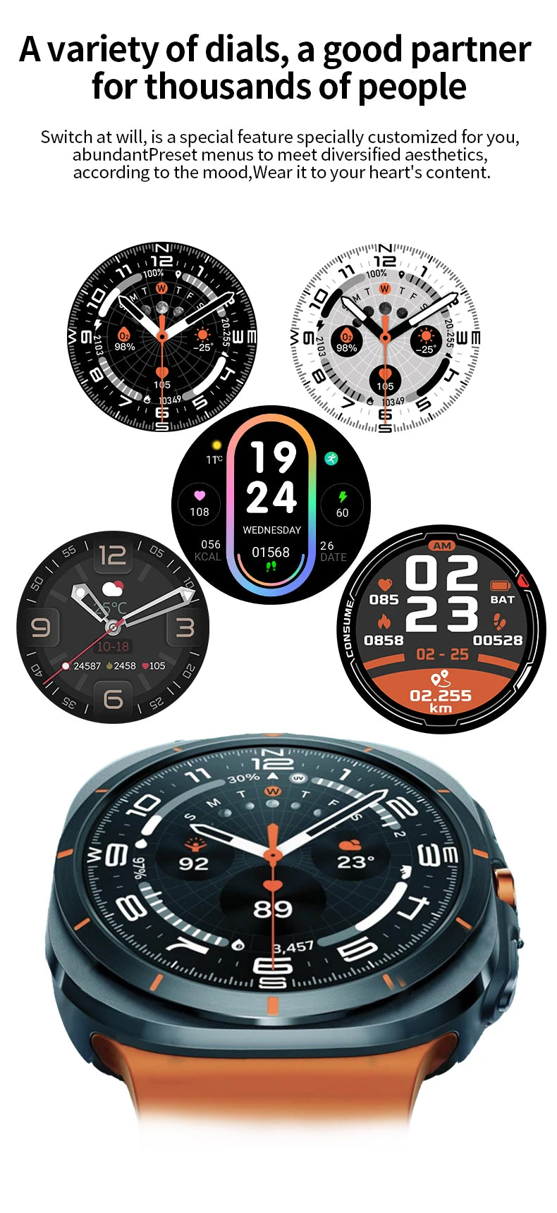 New Watch 7 Ultra Smart Watch Men HD AMOLED Screen GPS Motion Trajectory Heart Rate Bluetooth Call 1.52" SmartWatch IP68