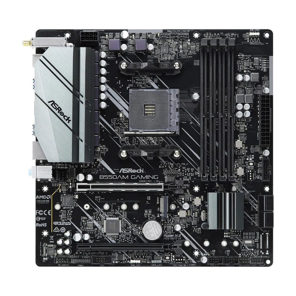 ASRock B550AM GAMING Motherboard Set Kit with Ryzen 5 5600 CPU 4xDDR4 M.2 NVME HDMI AMD B550 Support 5700x3D mATX AM4 Mainboard