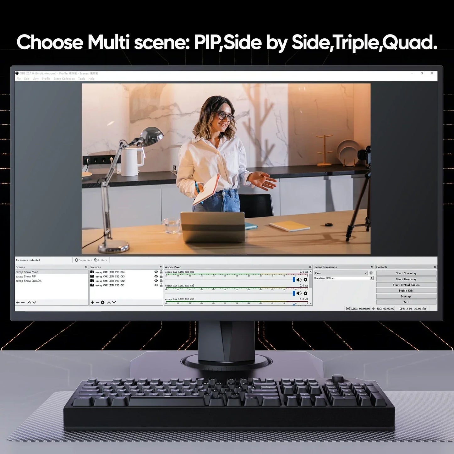 Ezcap 335 PCIE 4 Ports HDMI Video Capture Card Game Grabber for Multi Camera Live Streaming Laptop PC 4K 30hz Video Recording