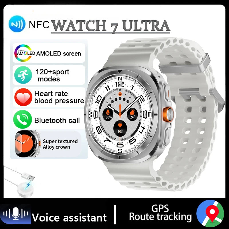 New Watch 7 Ultra Smart Watch Men HD AMOLED Screen GPS Motion Trajectory Heart Rate Bluetooth Call 1.52" SmartWatch IP68