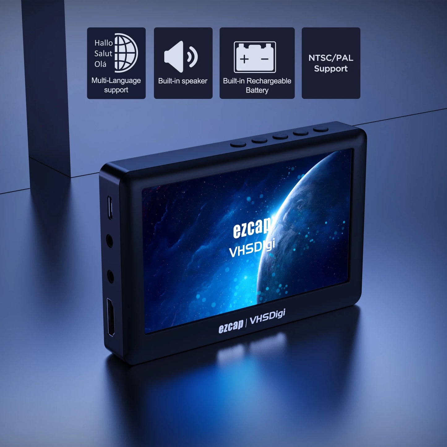 ezcap180 AV Recorder Video Audio Capture Box Analog to Digital Converter Record Video 4.3" from DVD Players to TF Card U Disk