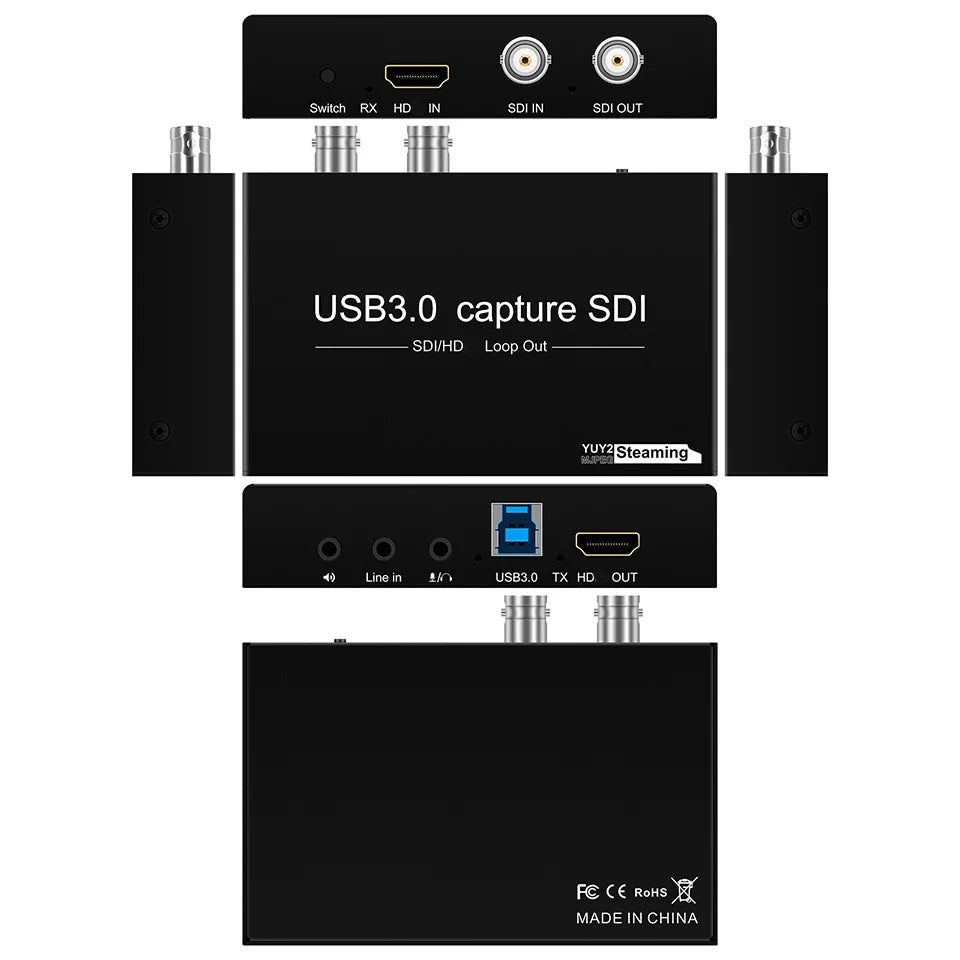 SDI USB 3.0 Video Audio Capture Card with SDI/HD Loop out Grabber Dongle Game Streaming Equipment Live Broadcast CAPTURE Card