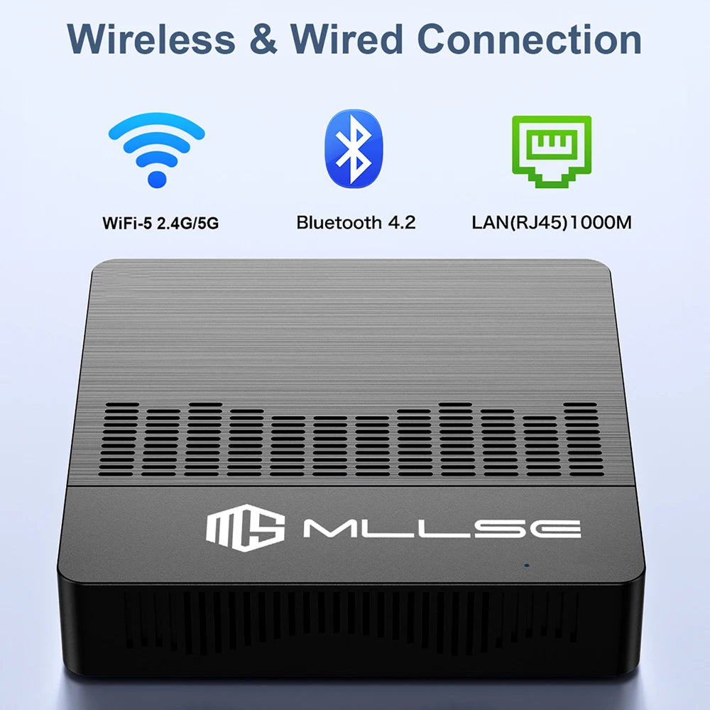 MLLSE Mini PC M2 Air Intel Gemini Lake N4000 Intel J3710 Windows 11 6GB RAM 128GB ROM Dual-Band WiFi Bluetooth USB Mini Computer
