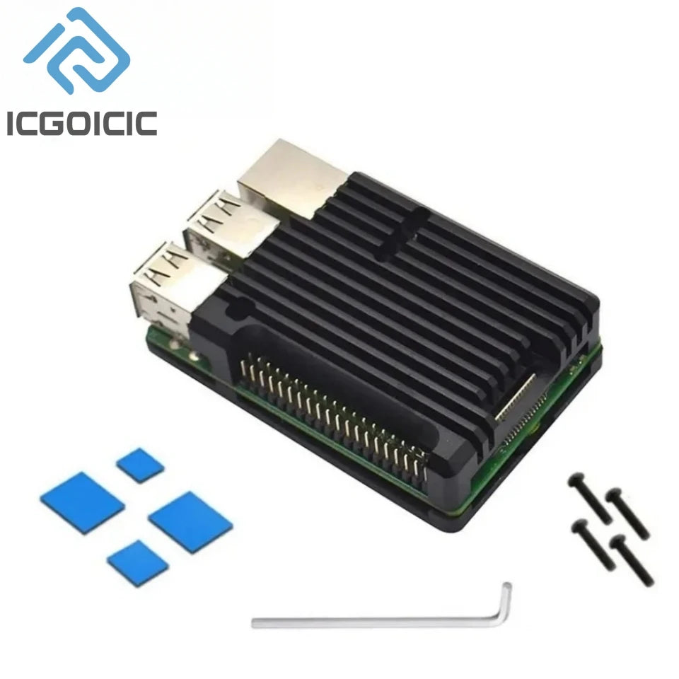 For Raspberry Pi 4 3 Model B 3B Plus Aluminum Case with Dual Cooling Fan Metal Shell Enclosure for RPI Raspberry Pi 4 3 Model