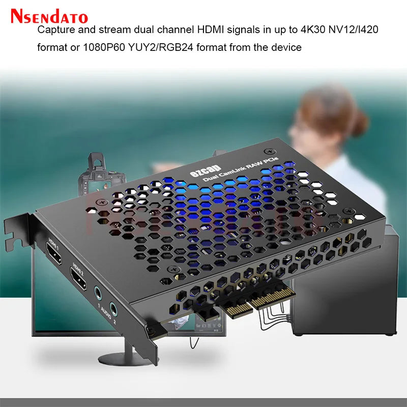 Ezcap365 Dual CamLink RAW PClE HDMI Game Capture Grabber Card Recorder & Live Streaming
