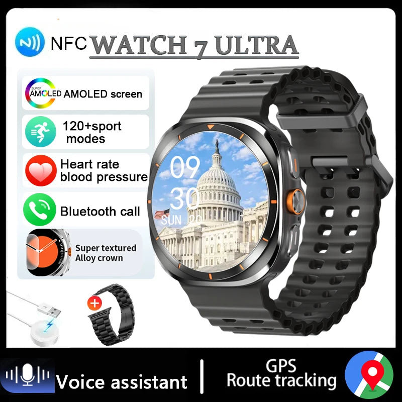 New Watch 7 Ultra Smart Watch Men HD AMOLED Screen GPS Motion Trajectory Heart Rate Bluetooth Call 1.52" SmartWatch IP68