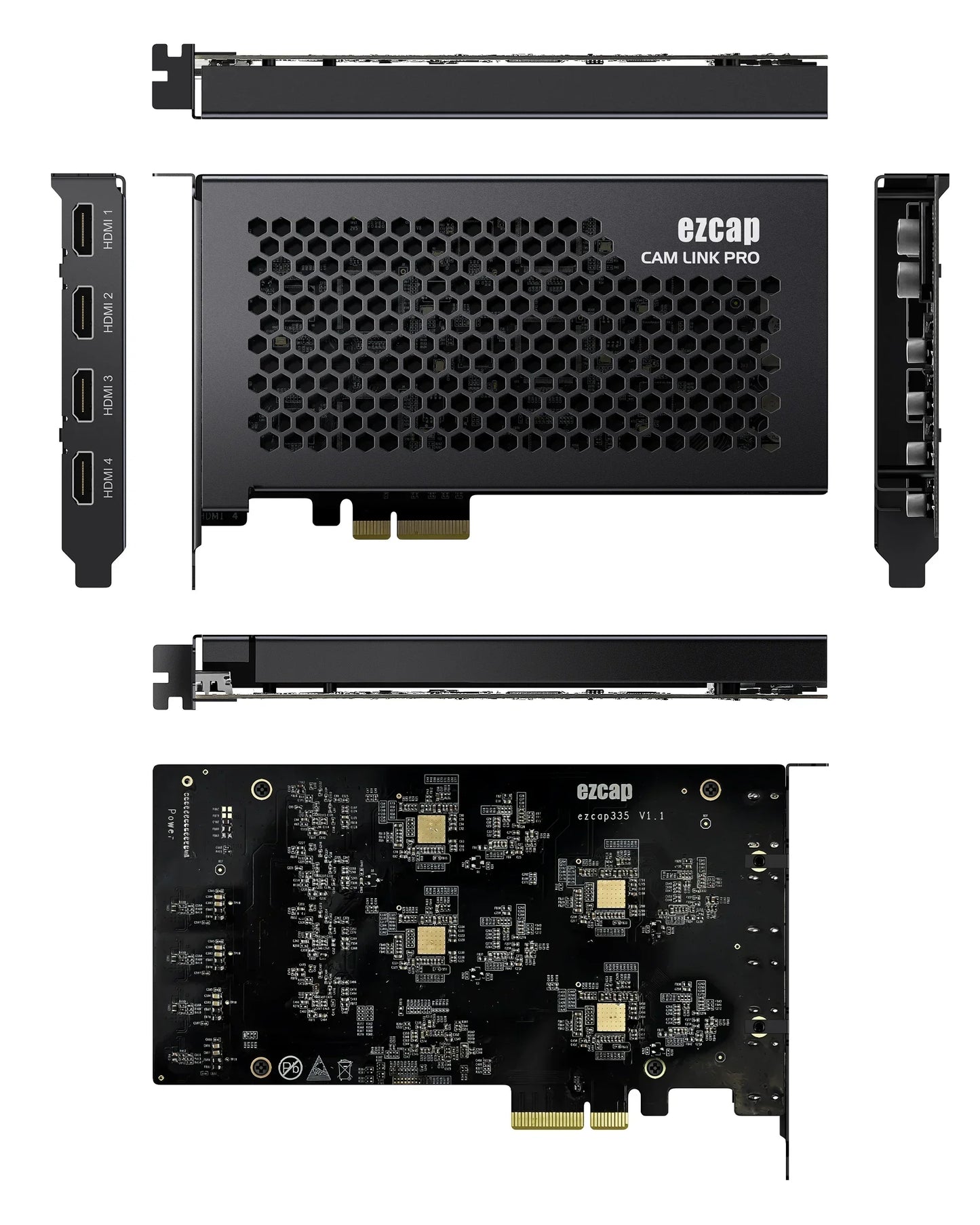 Ezcap 335 PCIE 4 Ports HDMI Video Capture Card Game Grabber for Multi Camera Live Streaming Laptop PC 4K 30hz Video Recording