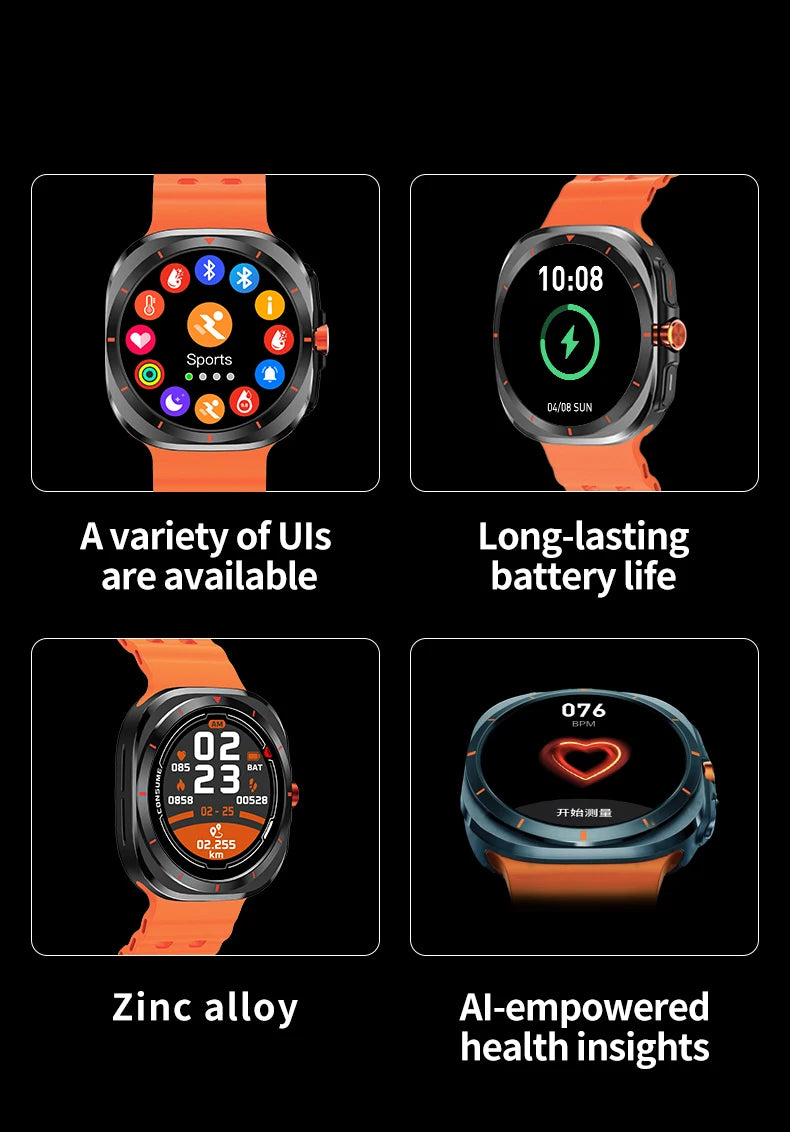New Watch 7 Ultra Smart Watch Men HD AMOLED Screen GPS Motion Trajectory Heart Rate Bluetooth Call 1.52" SmartWatch IP68