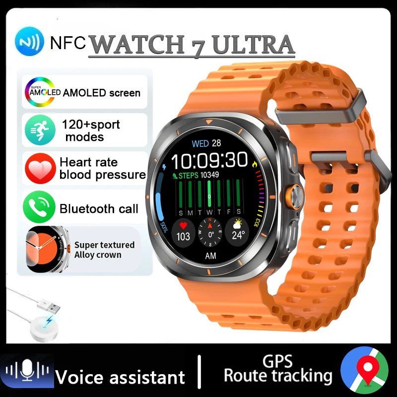 New Watch 7 Ultra Smart Watch Men HD AMOLED Screen GPS Motion Trajectory Heart Rate Bluetooth Call 1.52" SmartWatch IP68