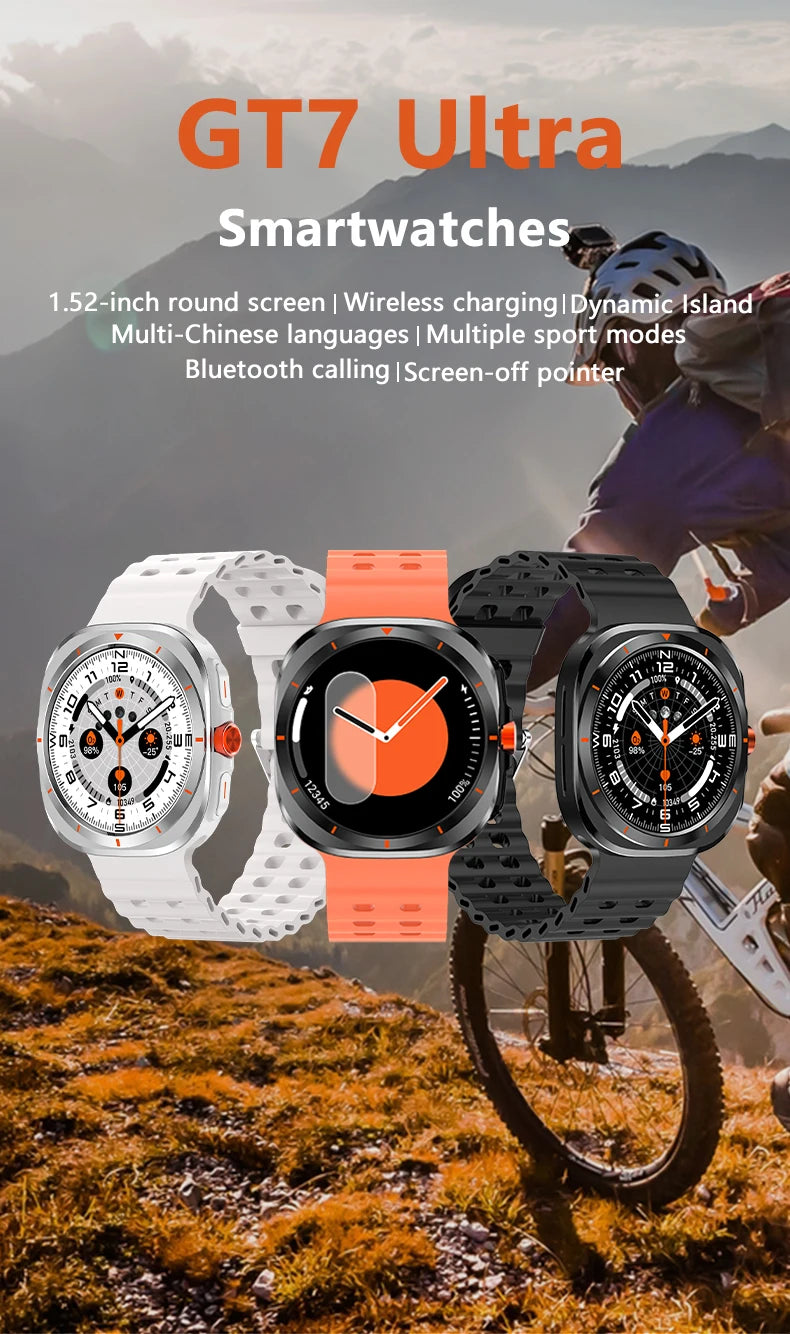 New Watch 7 Ultra Smart Watch Men HD AMOLED Screen GPS Motion Trajectory Heart Rate Bluetooth Call 1.52" SmartWatch IP68