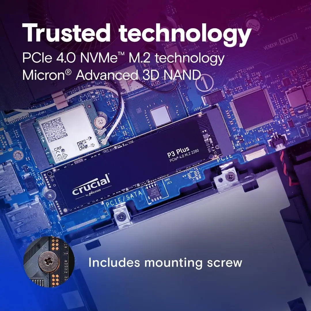 Crucial P3 Plus 500GB 1TB 2TB PCIe Gen4 NAND NVMe M.2 SSD Internal Hard Drive, up to 5000MB/(OEM Package)