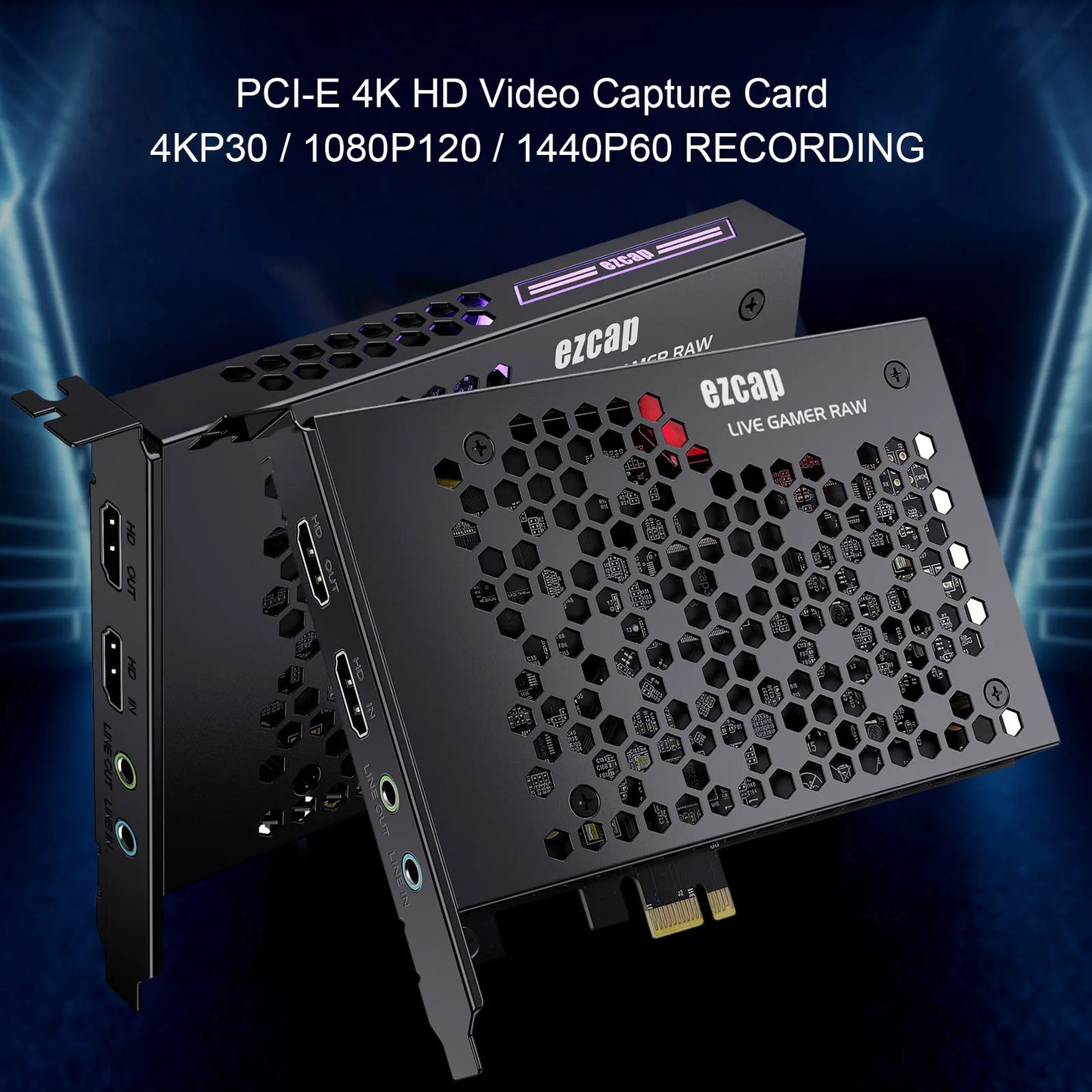 ezcap324B Live Gamer Raw PCIE 4K Video Game Capture Card Record & Live Stream for Gaming Systems Camcorders