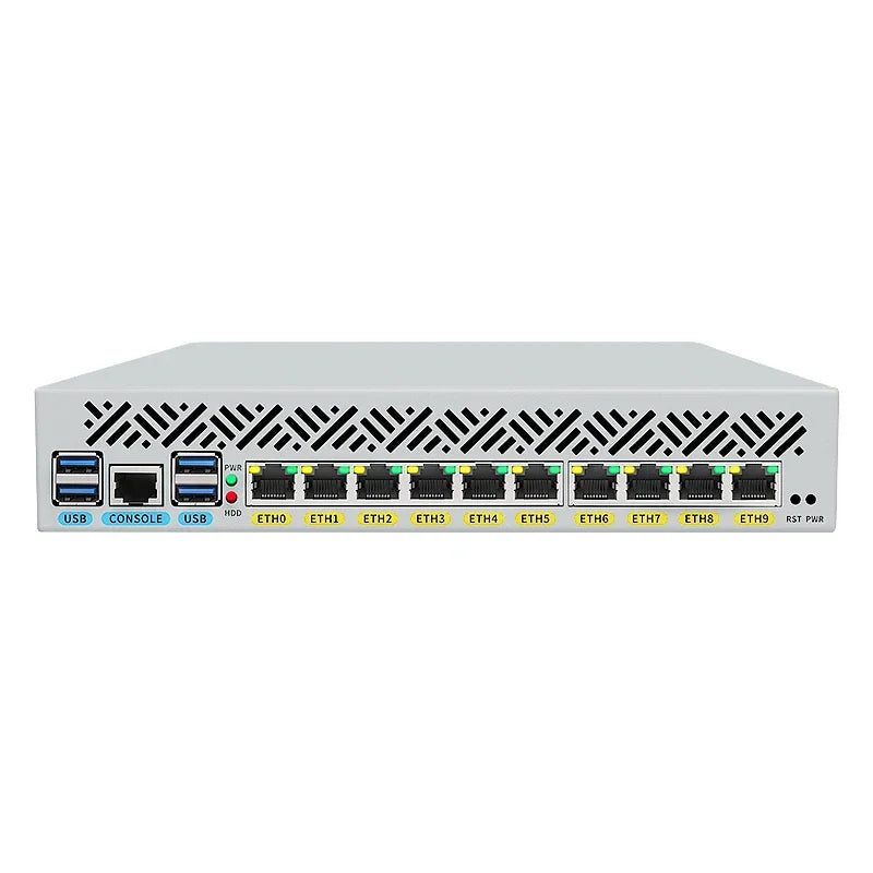 Partaker Firewall Appliance Intel i7-10510U/i5-5405U, 10x i210 LAN, Dual HDMI, DDR4, Support OPNsense/Ubuntu/Linux, 1U Rackmount