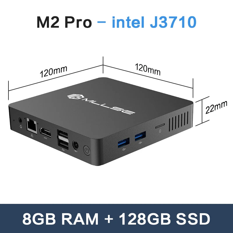 MLLSE Mini PC M2 Air Intel Gemini Lake N4000 Intel J3710 Windows 11 6GB RAM 128GB ROM Dual-Band WiFi Bluetooth USB Mini Computer