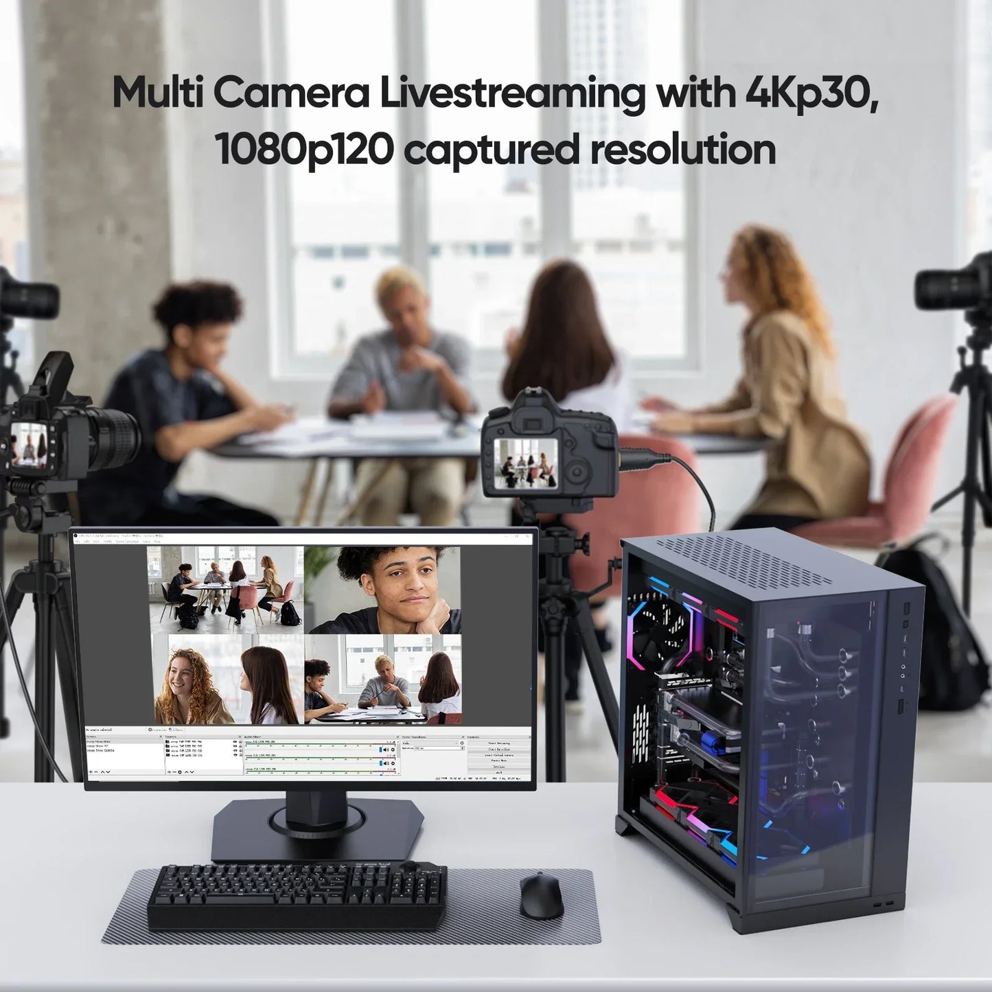 Ezcap335 PCI-E 4CH HDMI Video Capture Grabber PCIE Board Card for Multicam Live Streaming Camcorder DSLR Action Camera Laptop PC