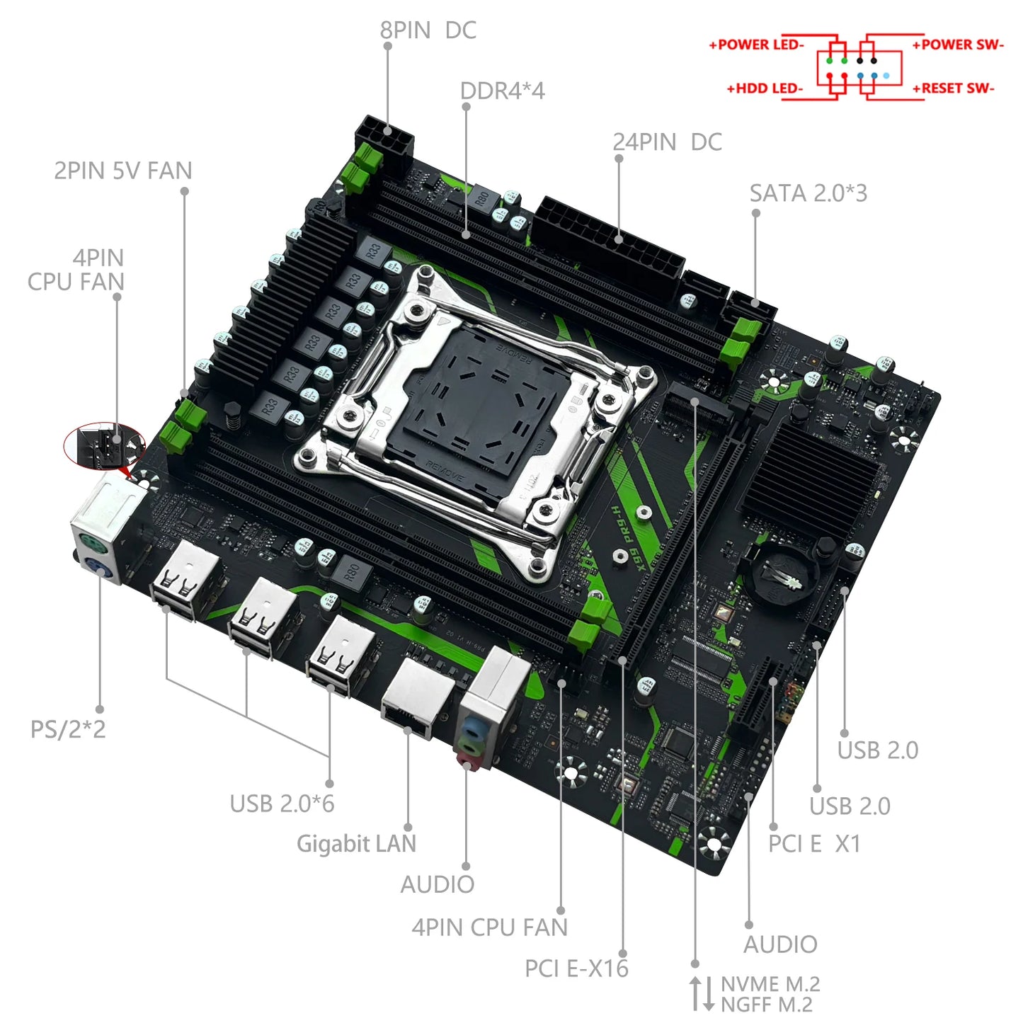 MACHINIST X99 PR9-H Motherboard optional Xeon E5 2640 V4 LGA 2011-3 CPU Kit Set 16GB DDR4 ECC Memory RAM NVME M.2