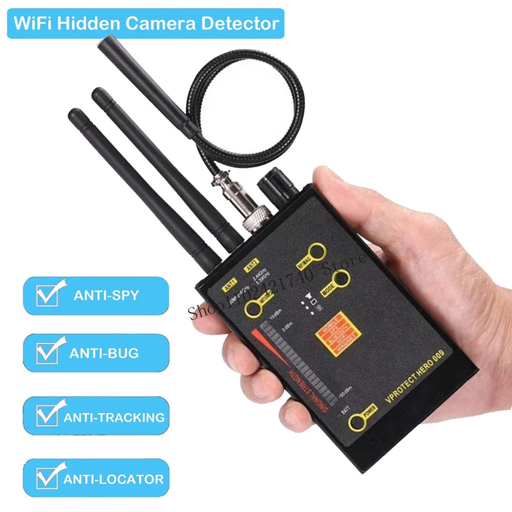NEW RF Signal Detector Wifi Hidden Camera Finder Anti-Spy Listen Sweeper Cell Phone Bugs Wireless Listening Device GPS Tracker