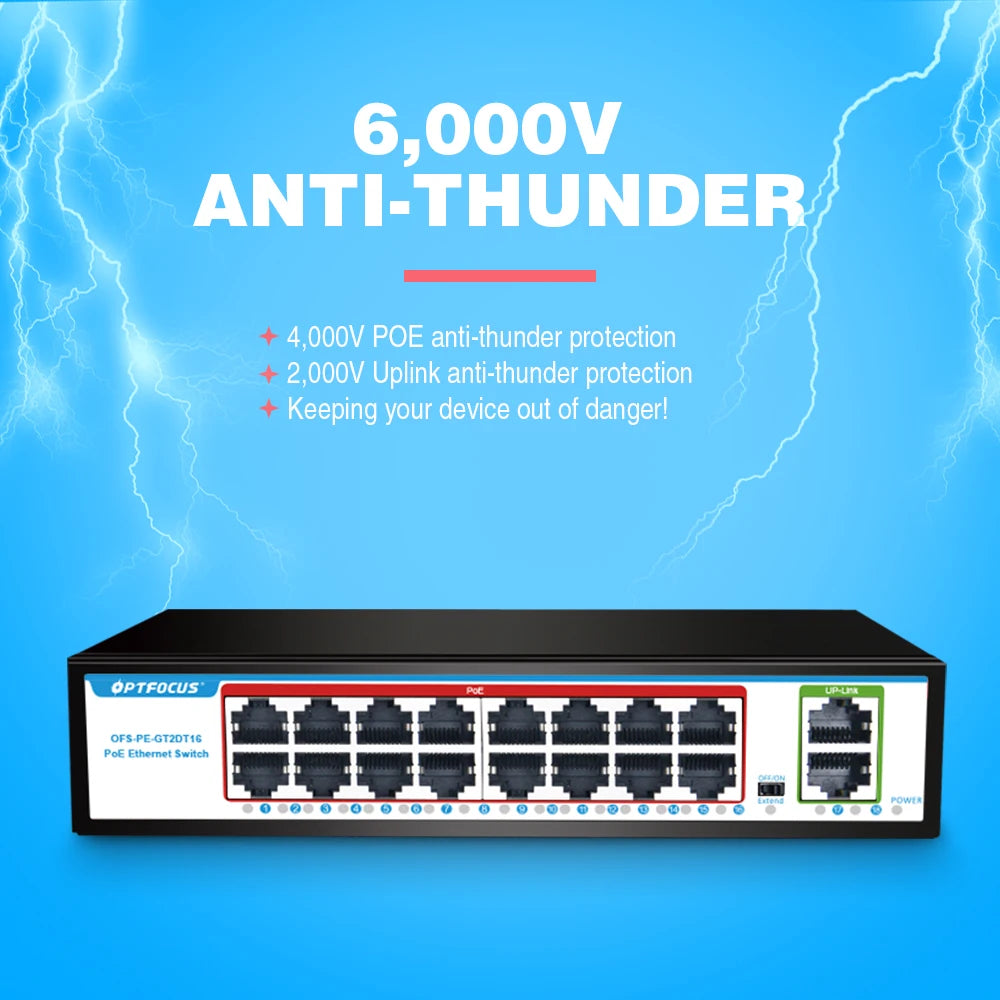OPTFOCUS 1000M GIGABIT POE Switch 16 Ports