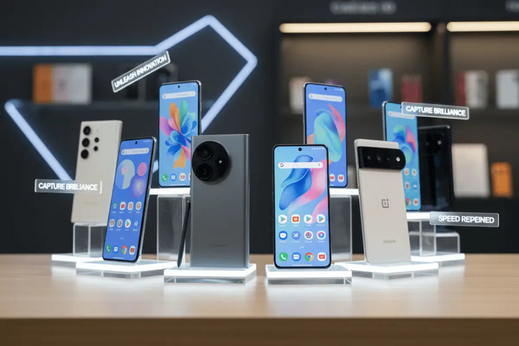 Smartphone cinzento com um módulo de câmara circular proeminente na parte de trás.