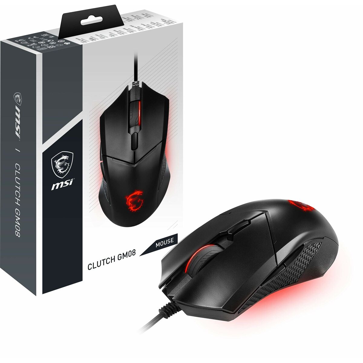 Consumer Electronics Mouse MSI Clutch GM08 Red Black disponível em TokenPI Store