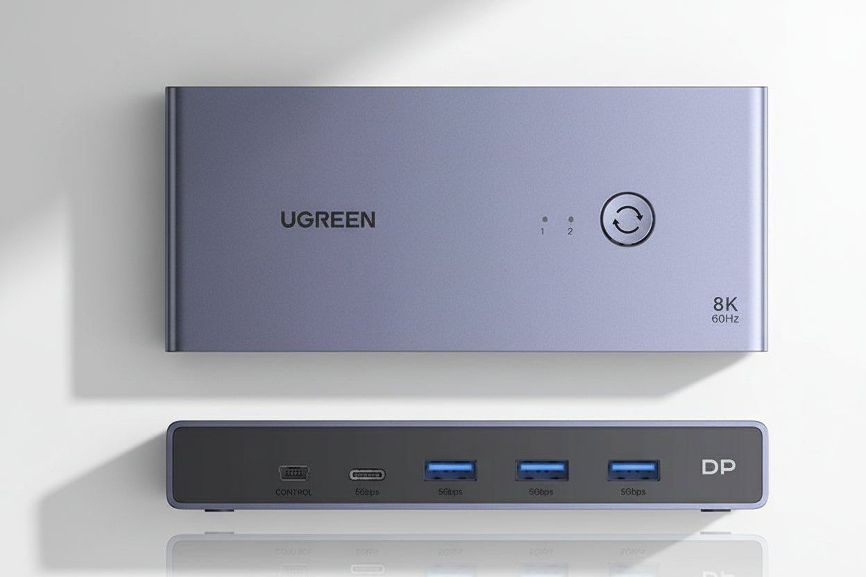 KVM UGREEN Switch DP 1.4 8K 60Hz KVM Para 2 PCs Compartilhamento disponível em TokenPI Store