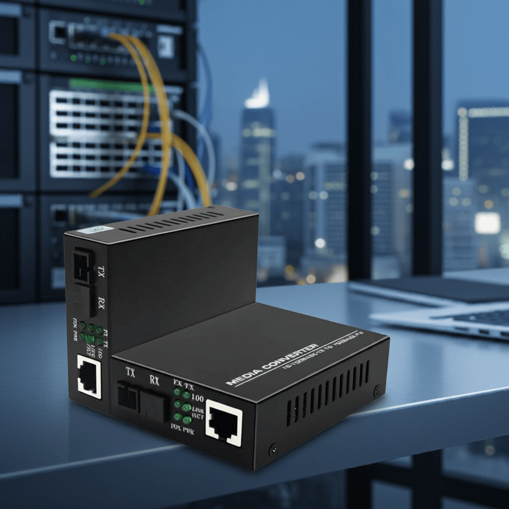 Conversor De Mídia Óptica Gigabit RJ45 Alimentação Externa disponível em TokenPI Store