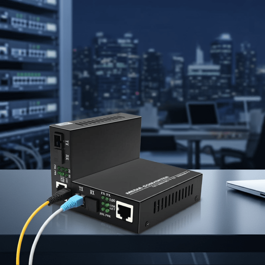 Conversor De Mídia Óptica Gigabit RJ45 Alimentação Externa disponível em TokenPI Store