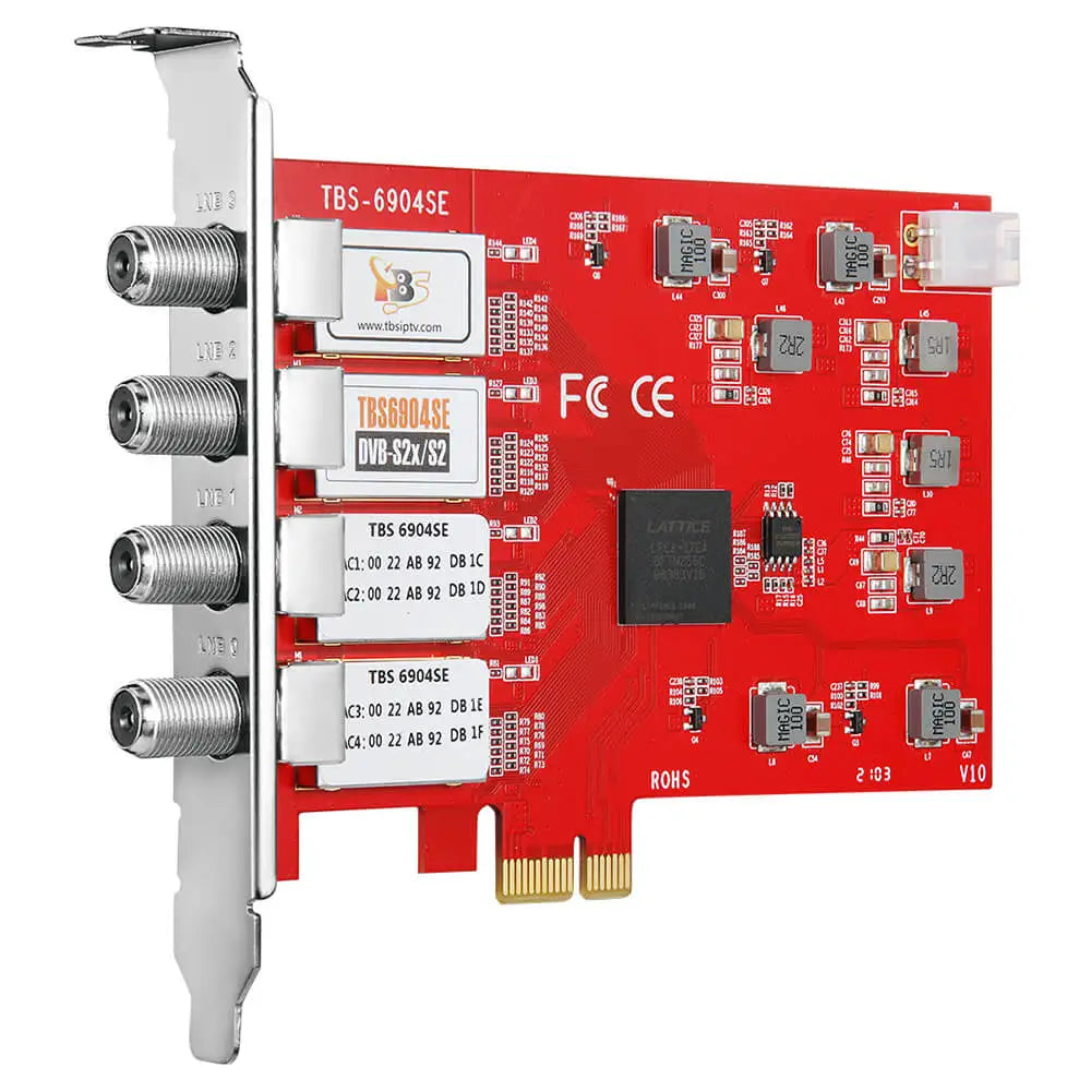 TBS6904se DVB-S S2 S2X Quad Tuner PCIe Card for Watching and Recording Satellite FTA TV Channels on PC