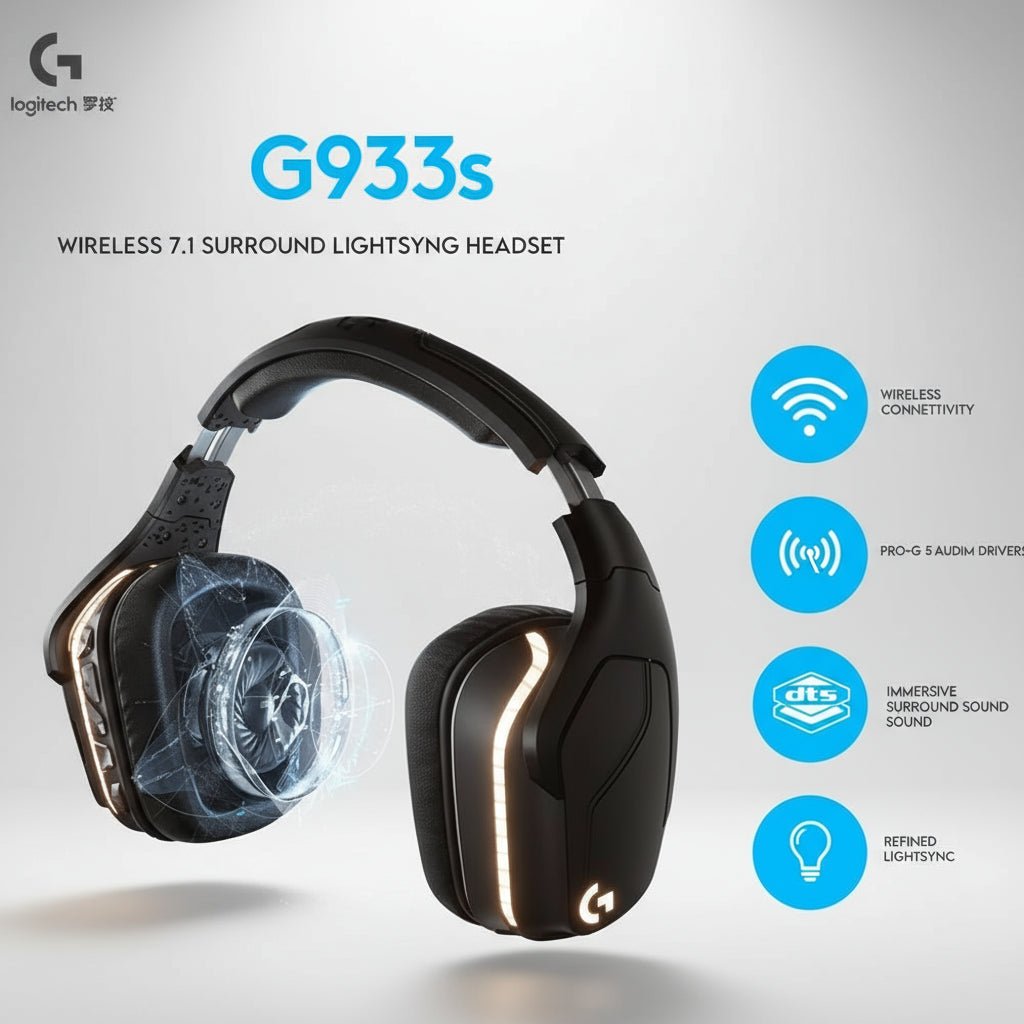 Headphones Logitech G933S Headset Gamer RGB Over-Ear | Som Imersivo, LED, Cabo 1.5m | Ideal para Gaming & PC em TokenPI Store