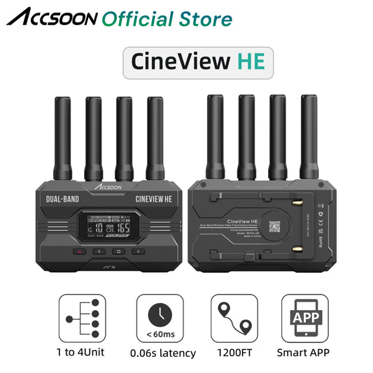 Wireless Hdmi Accsoon CineView HE Video Camera Transmitter Receiver 2.4/5G hz Dual-band Transmission UVC Live Streaming Monitor